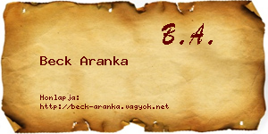 Beck Aranka névjegykártya